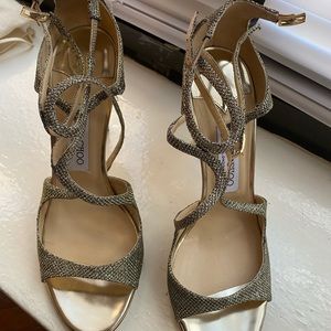 Sold- 🌹Jimmy Choo Lang Gold Glitter Sandal